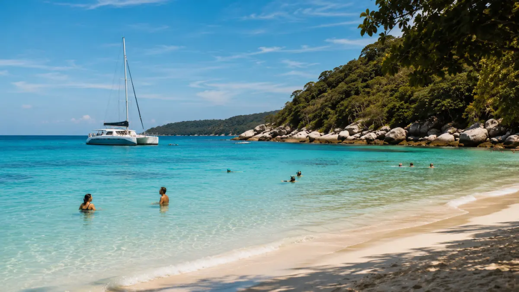 Relaxed Phuket island tour with calm swimming atmosphere near Racha Island